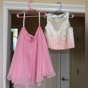 Size 12, pink and white 2 piece girls cocktail